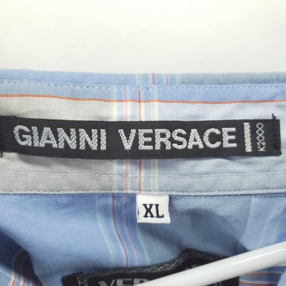 *RARE* Gianni Versace K2000 Plaid Shirt Mens XL Blue Grey - Picture 5 of 13